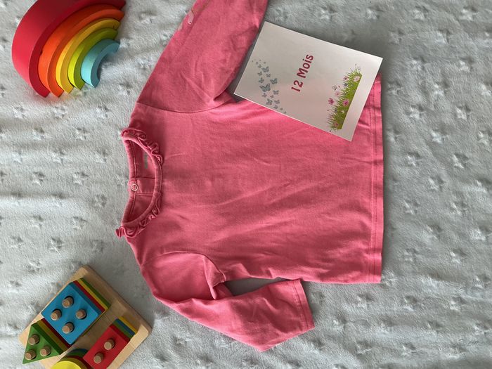 teeshirt manches longues rose uni 12 mois orchestra impression sur manches - photo numéro 3