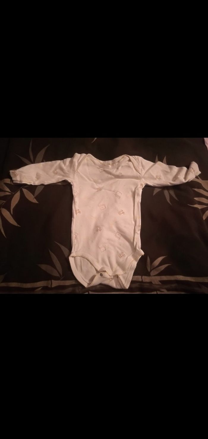 Body 12 mois manches longues blanc/beige