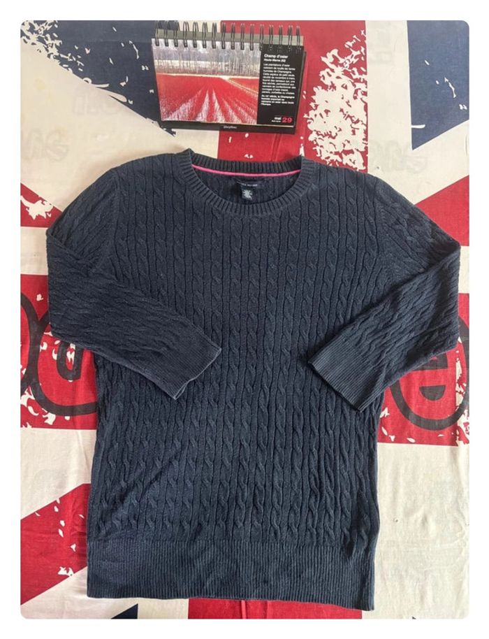 Pull Torsage manche 3/4 Tommy Hilfiger taille M blanc rose dans le col - photo numéro 2