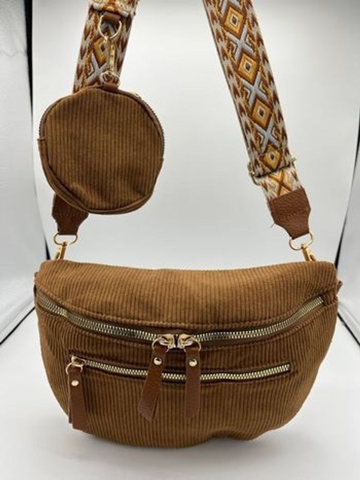 Sac banane bandoulière velours - photo numéro 2