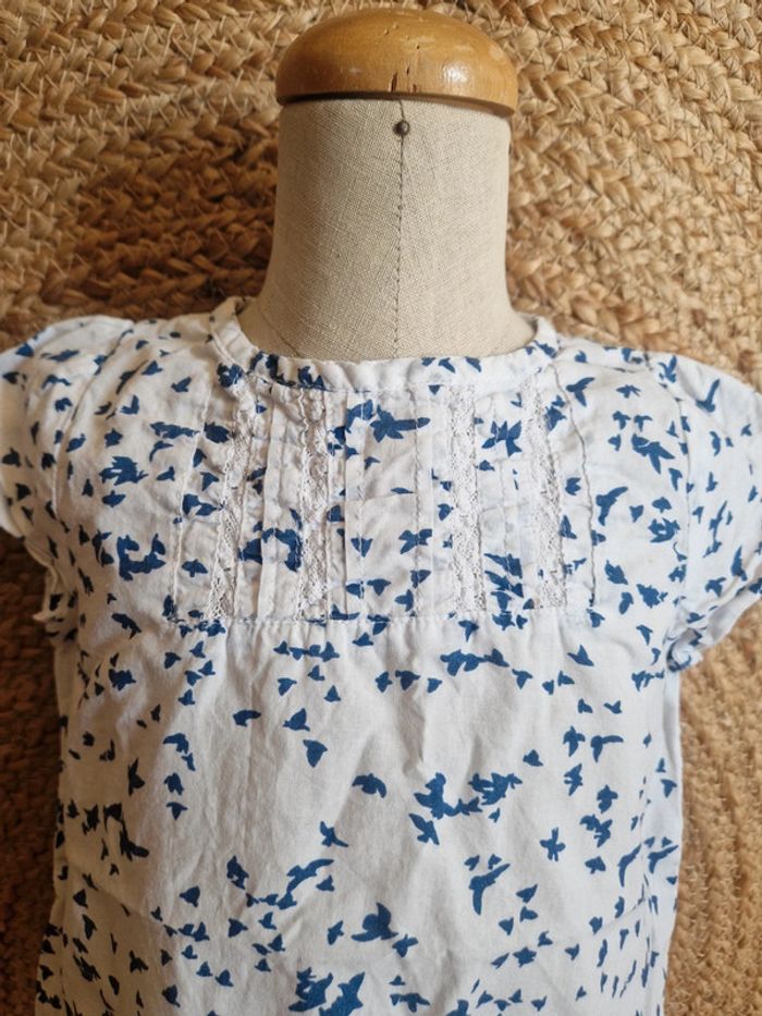Jolie haut blanc motifs oiseaux fille tex 2 ans - photo numéro 3