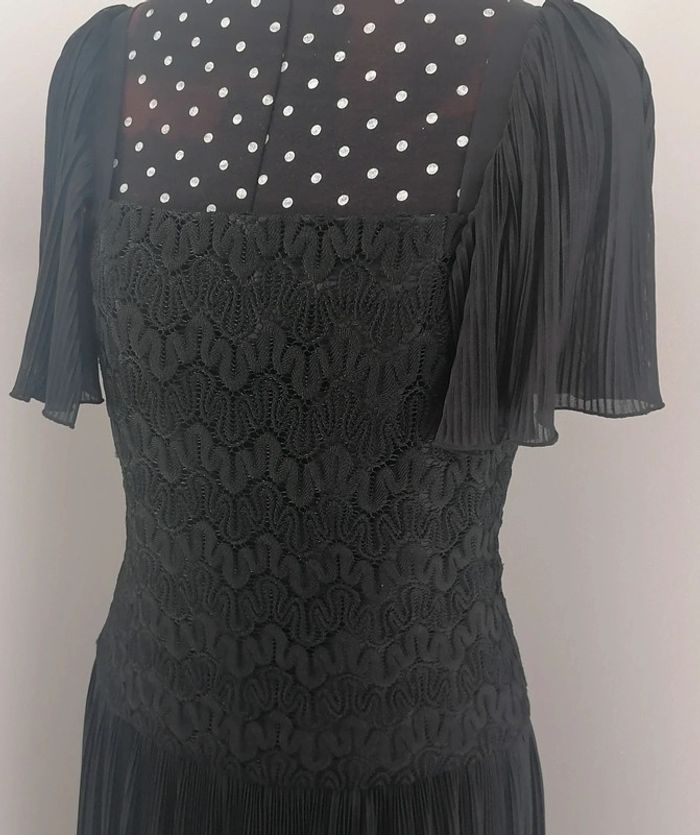 Robe longue noir Vintage dentelle plissée Taillr 40 Cocktail Hoffmann - photo numéro 8