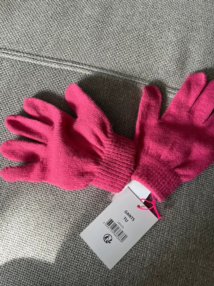 Gants rose avec joli noeuds Neufs Lili Marelle - photo numéro 3