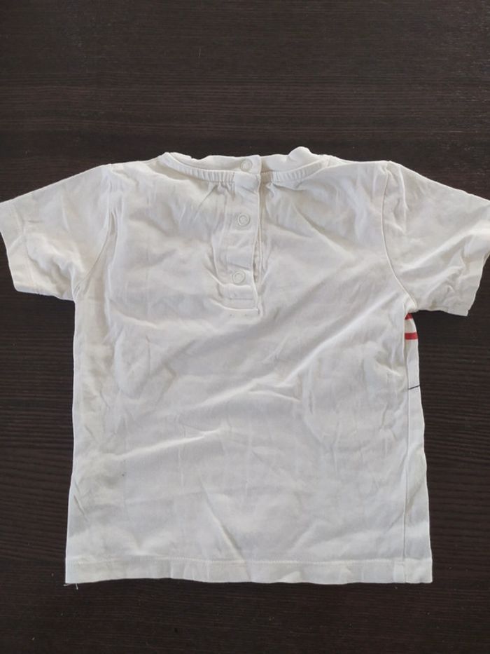 T-shirt été manche courte DPAM 12 mois pirate marinière rouge et blanc - photo numéro 2