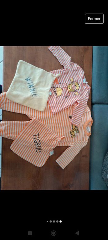 Lot pyjama + haut manche longue tigrou 3-6 mois neuf sans etiquette