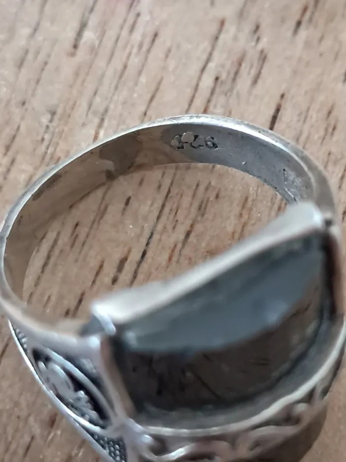 Bague en argent 925 et onyx vintage - photo numéro 3