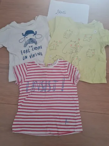 3 tee-shirts manches courtes 2 ans