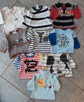 Lot 9 tee shirts ml garçon 3mois