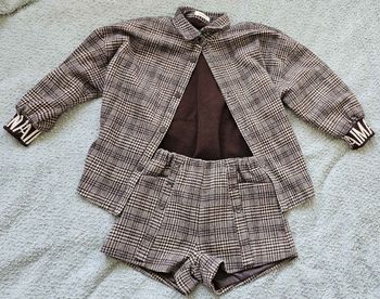 Ensemble 2 pièces carreaux & style Rock - Veste polaire + Short - Taille 130 (8-9 ans)
