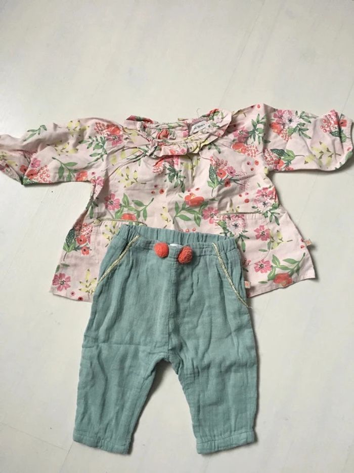 Ensemble coton léger fleuri 6 mois
