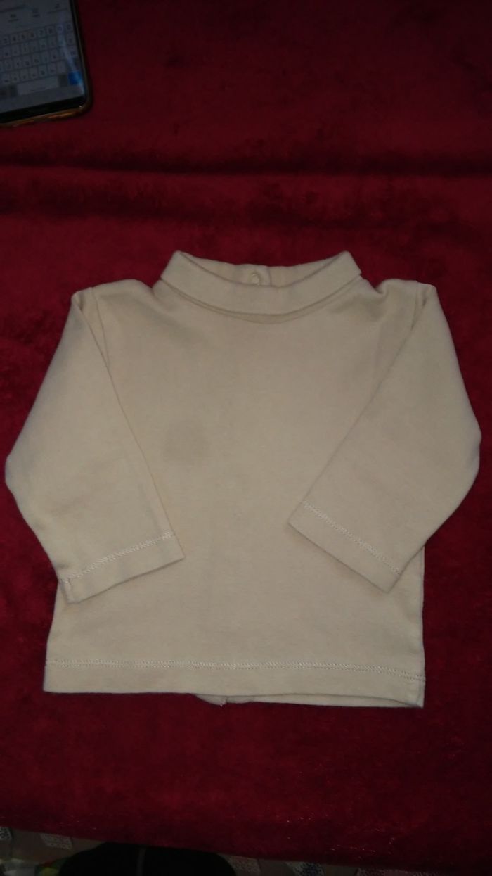 Sous pull marron clair 6 mois garçon Kitchoun