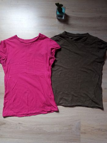 Lot tee shirt rose et kaki