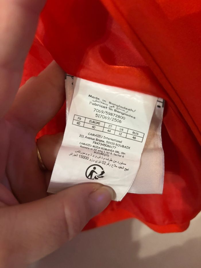 Blazer rouge orangé Camaïeu Taille 40 - photo numéro 3