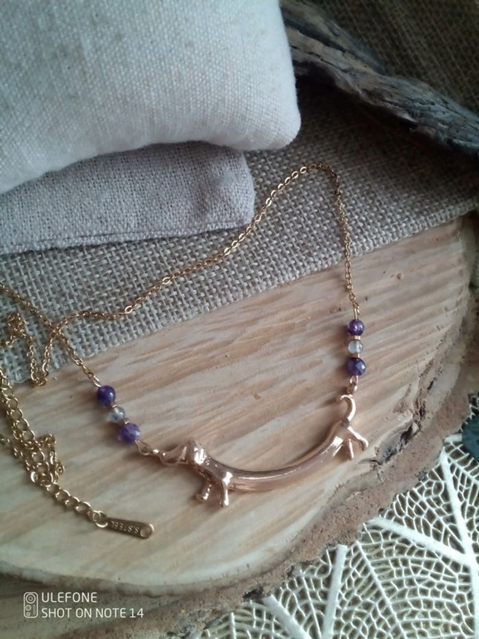 Collier chien et pierres naturelles semi précieuses - photo numéro 3