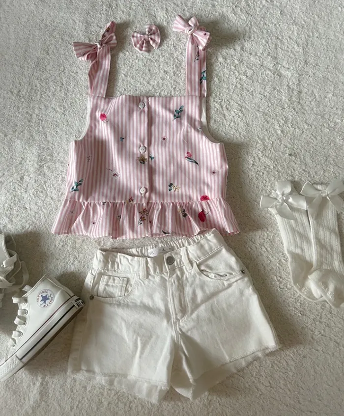 Blouse crop top et noeud créatrice 8 ans neuf - photo numéro 2
