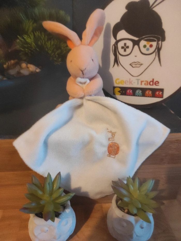 Doudou Lapin Orange Baby Nat' Dc956 Lapin Pm Plat Mouchoir #geektradedoudou - photo numéro 2