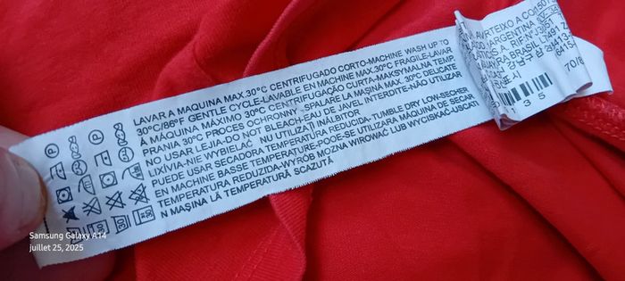 Tee-shirt col V manches courtes moulant rouge orange femme M zara TRF - photo numéro 13