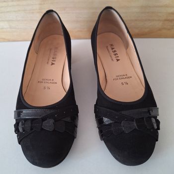 Ballerines à petits talons en cuir véritable
