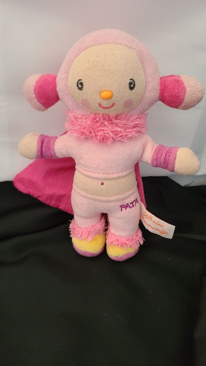 Doudou lutin fille oiseau rose Pata KATHERINE ROUMANOFF - photo numéro 4