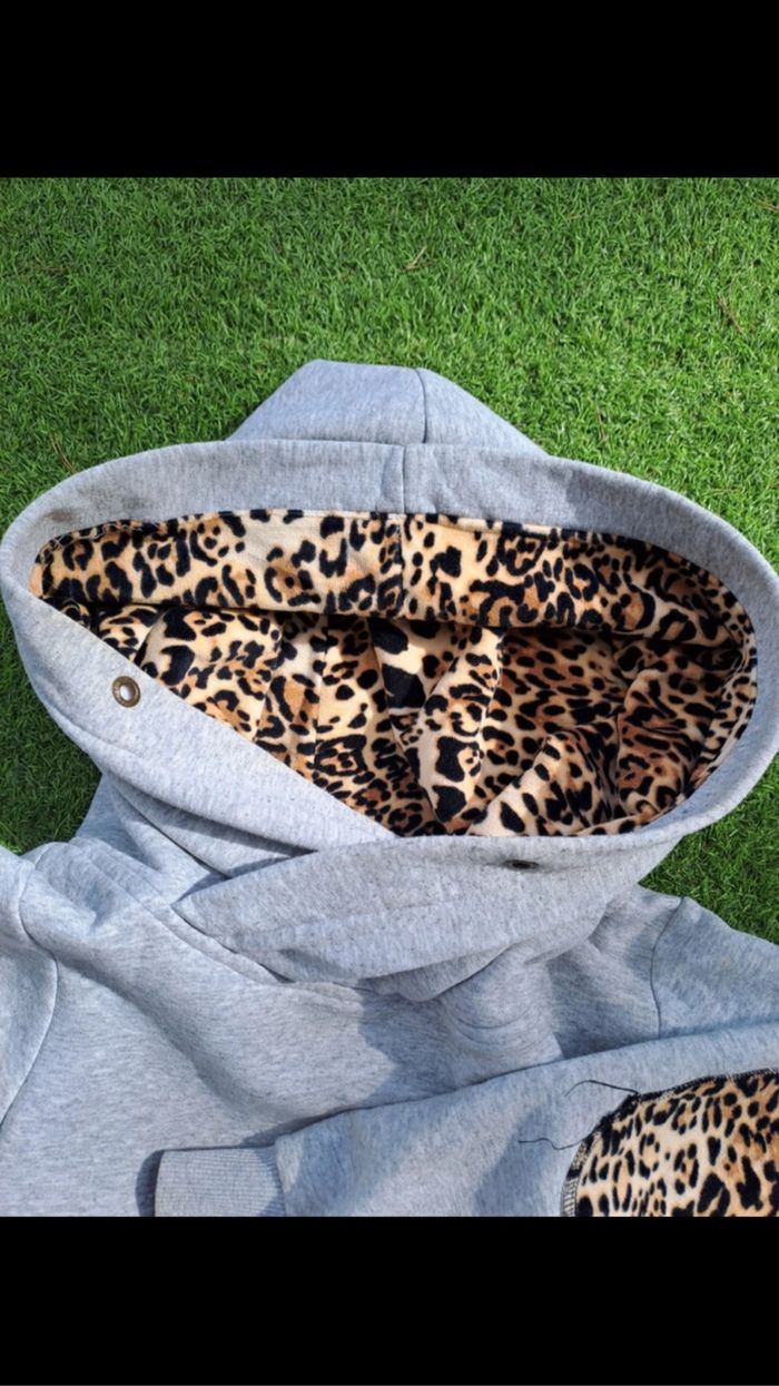Sweat-shirt à grosse capuche Cabaneli léopard taille XS - photo numéro 2