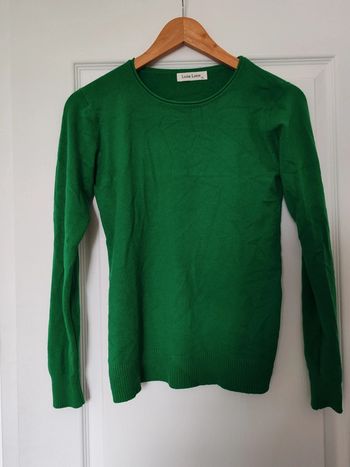 Pull fin vert col rond
