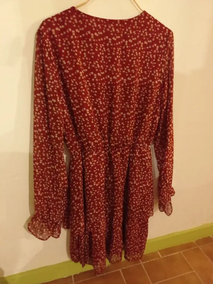 Robe bordeaux fleurie taille L - photo numéro 5