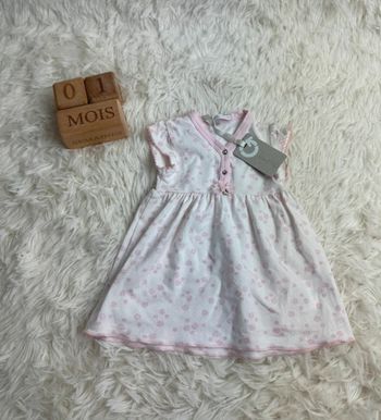 🌸 Robe rose à pois GYMP – Taille 1 mois