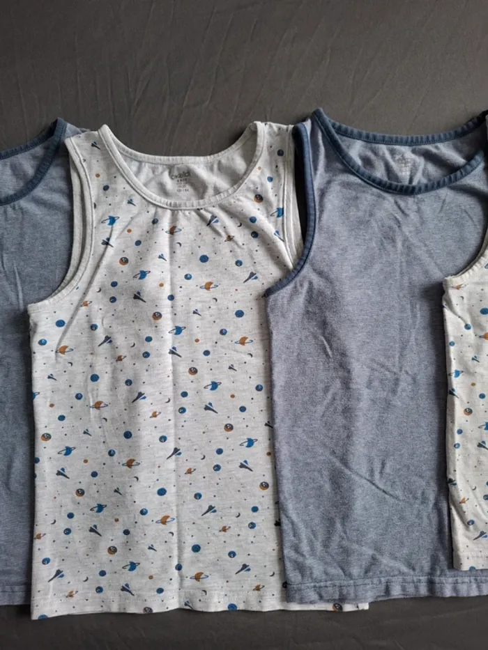 Lot de 6 débardeurs Okaïdi bleu gris garçon 8 ans - photo numéro 3