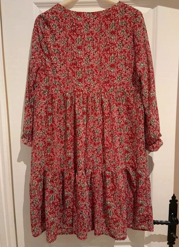 🌸 Robe manches ¾ Lili & Lala rouge imprimée fleuri taille S 36 en polyester - photo numéro 2