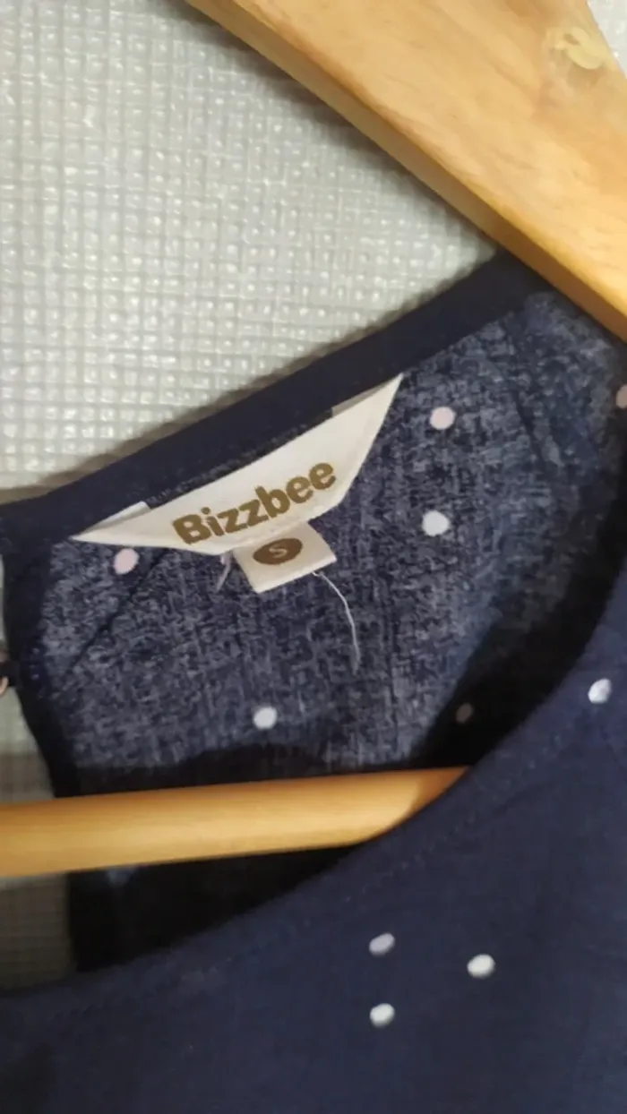 Blouse manches courtes femme bleu marine à pois - photo numéro 3
