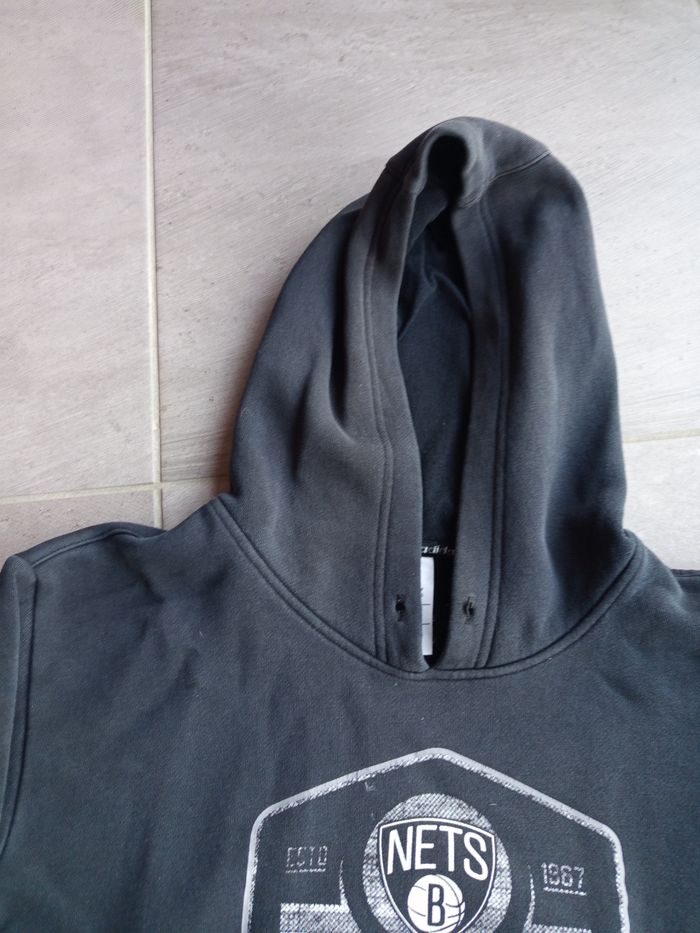 Pull Sweat Gris Noir à capuche Basket Adidas S - photo numéro 3