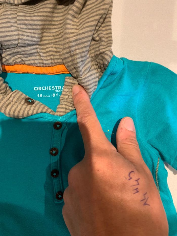 Teeshirt à capuche Orchestra taille 18 mois - photo numéro 3