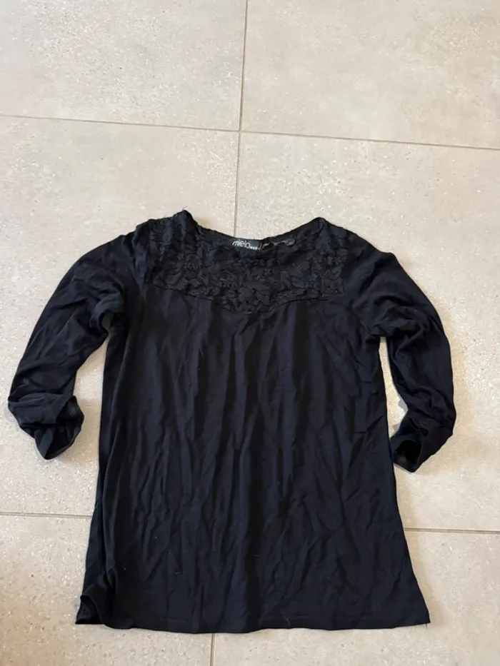 Haut noir Mielo Moda Paris, très bon état, taille M