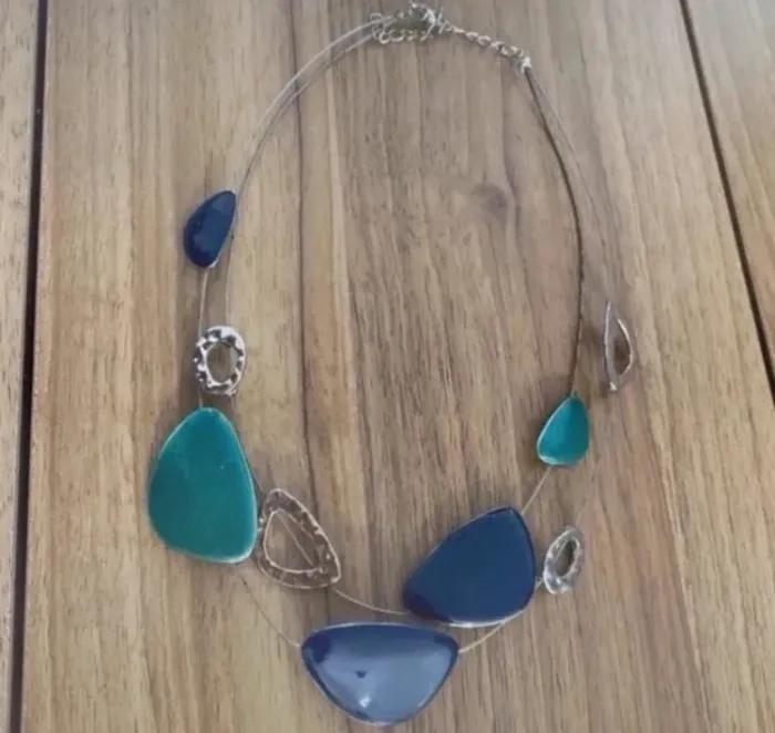 Collier plusieurs rang ton bleu - photo numéro 2