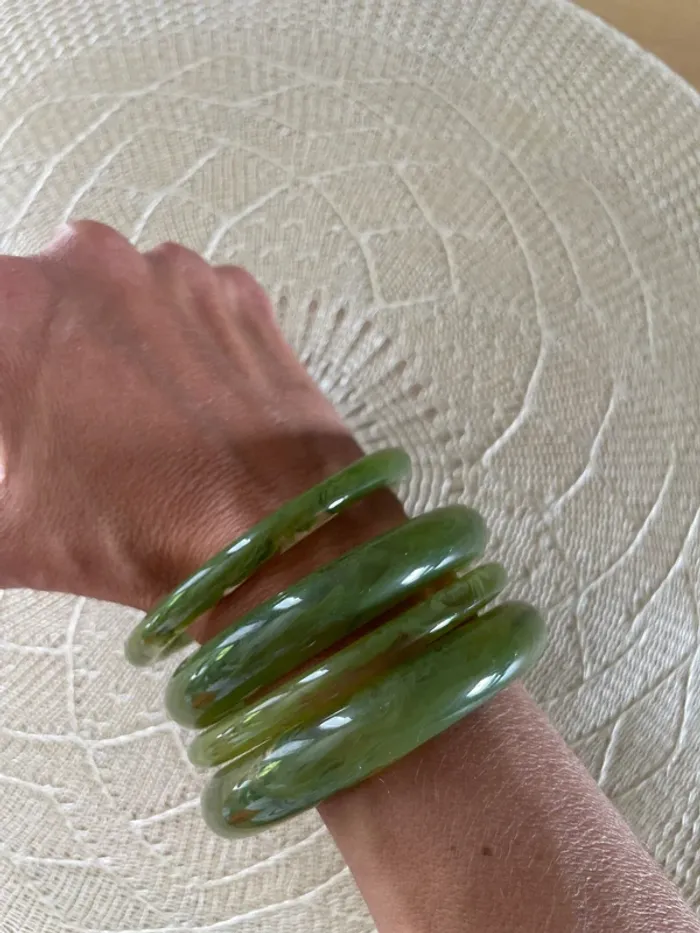 Lot 4 bracelets acrylique verts - photo numéro 2
