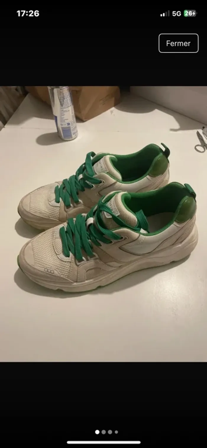 Baskets vertes et blanche Serafini