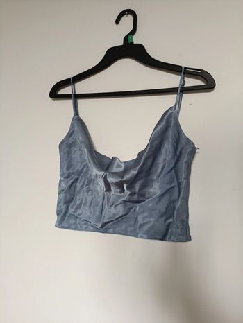 Crop top bleu satiné vintage Zara – Taille M