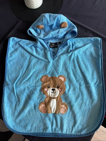Poncho serviette de bain bleu lion 1-3 ans