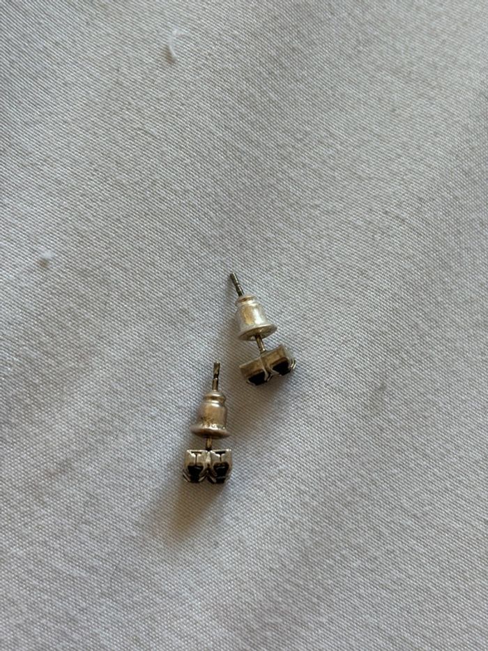 petites boucles d’oreilles strass noir carré - photo numéro 3