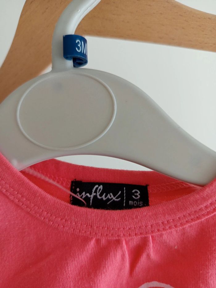 Ensemble short et t-shirt effet combishort bébé fille 3 mois neuve - photo numéro 2