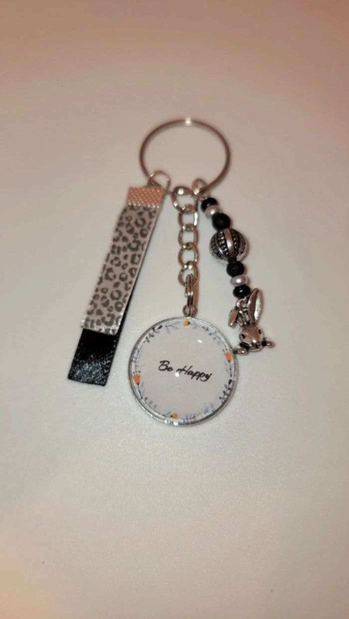 Cadeau pensées positives, porte clé message bijoux de sac " be happy"