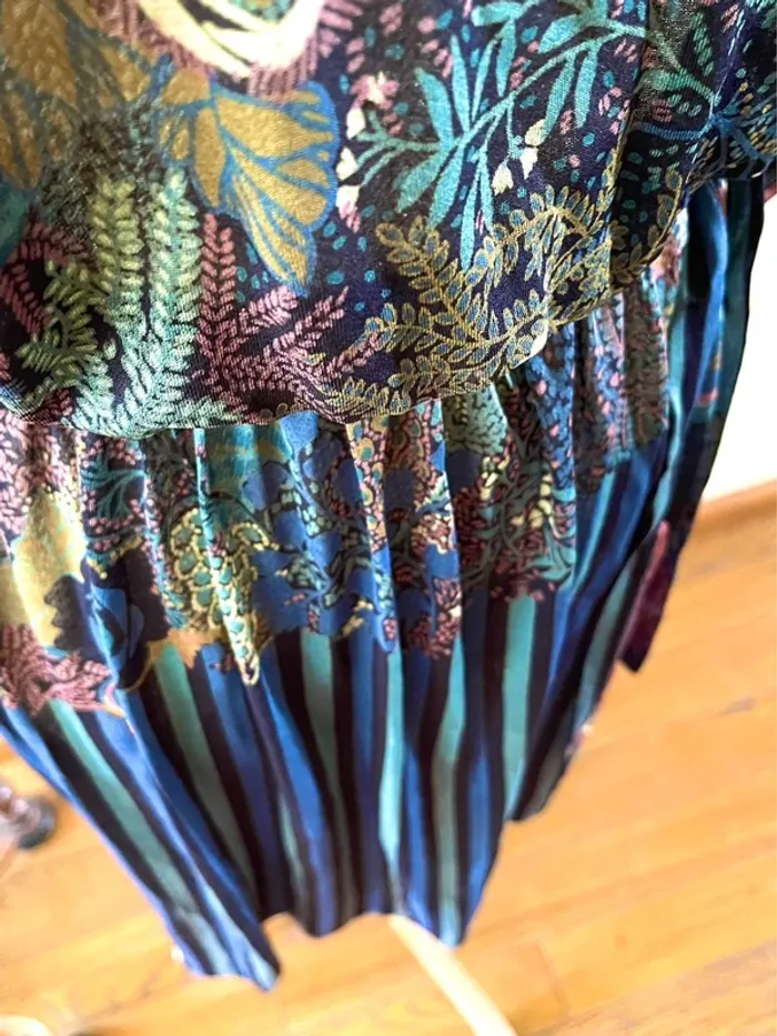 Robe à Motifs Végétal Panthère Plissé – Multi-Couleurs – Vintage – Taille M - photo numéro 11