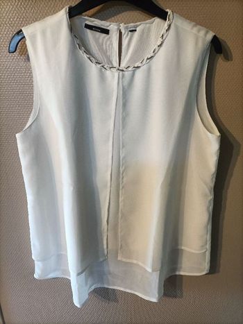 Débardeur blanc voilé doublé avec faux collier