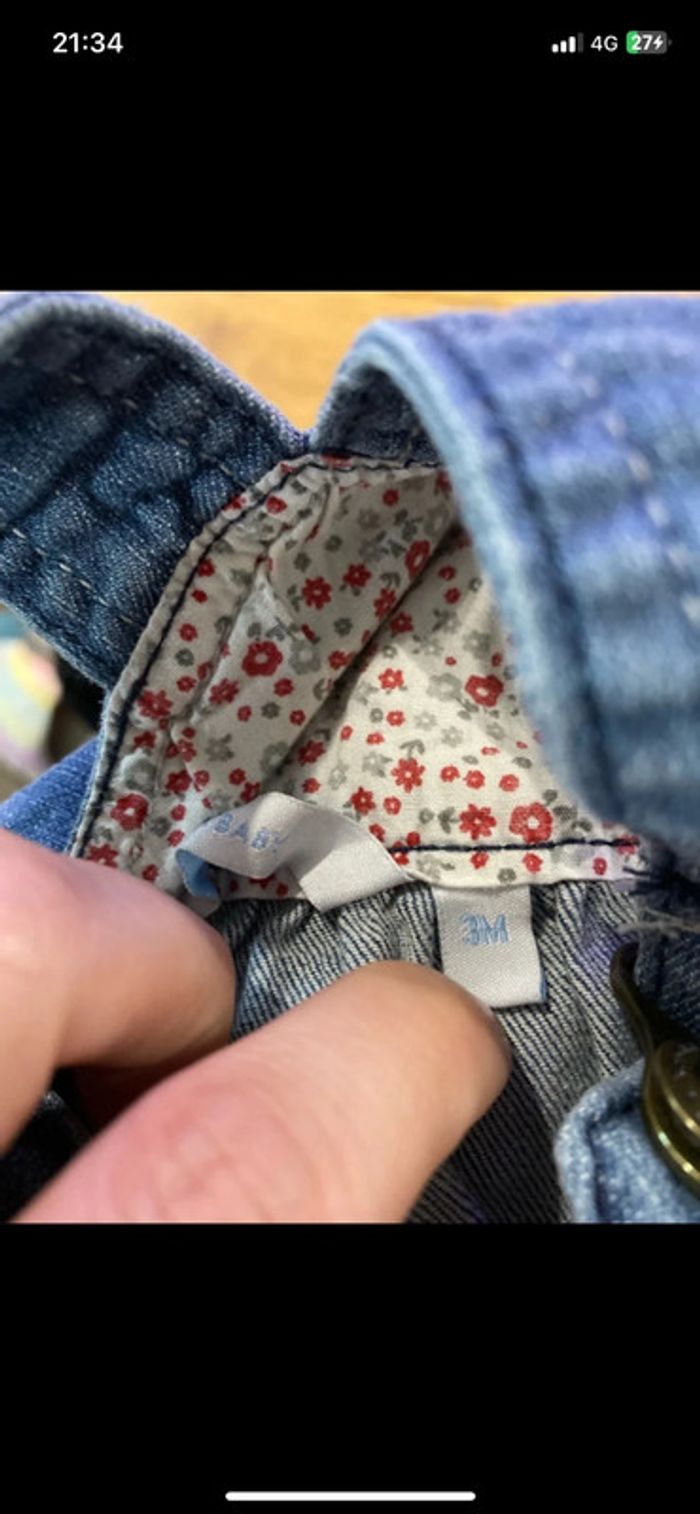 🤍belle petite robe salopette en denim bebe fille 3 mois 🤍 - photo numéro 3