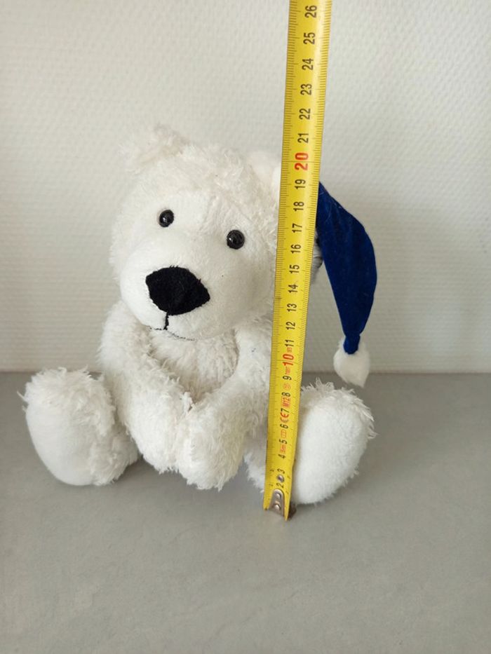 Peluche ours polaire avec bonnet - photo numéro 4