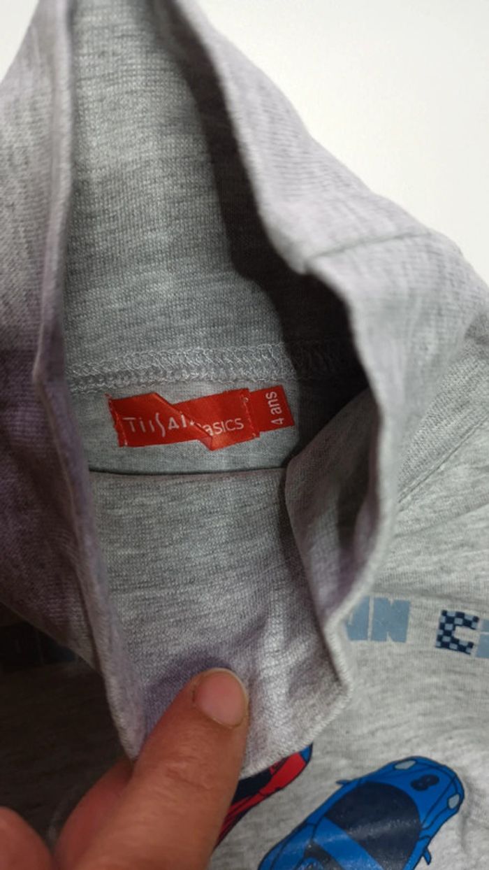 Pull gris à col roulé pour garçon taille 4 ans - photo numéro 3