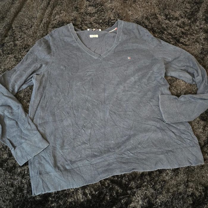 Pull Col v bleu marine pima coton  tommy hilfiger - photo numéro 3