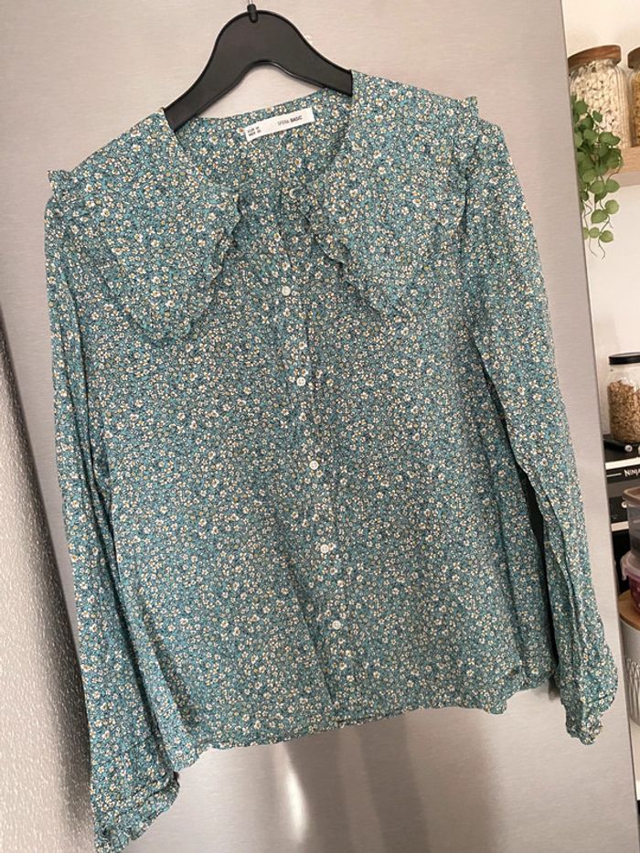 Chemise femme col Claudine fleurs vintage