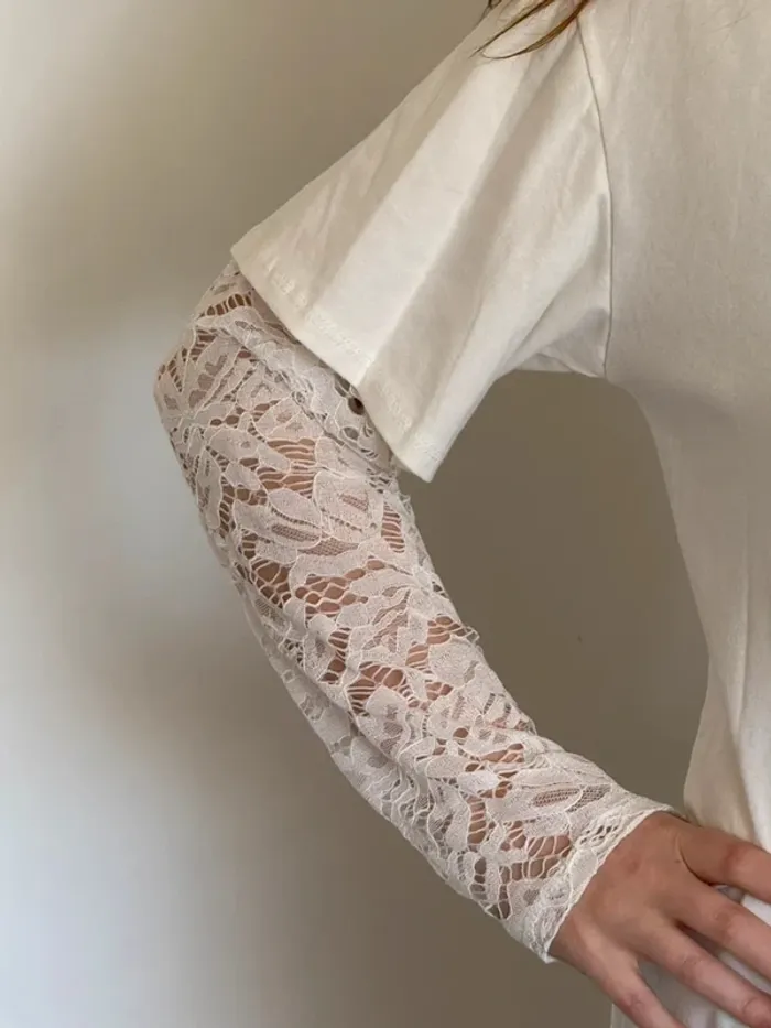 T shirt manche dentelle - photo numéro 2
