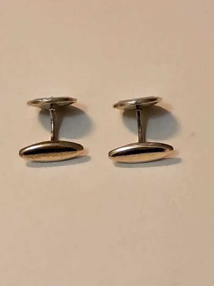 Boutons de manchette anciens plaqués or et nacre - photo numéro 4